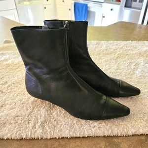 Zara Leather Ankle Kitten Mirror Metallic Heel Boots Size 40(9.5)
